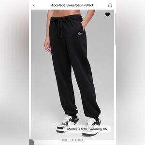 Alo Accolade Black Jogger Pants - Straight Leg Medium
